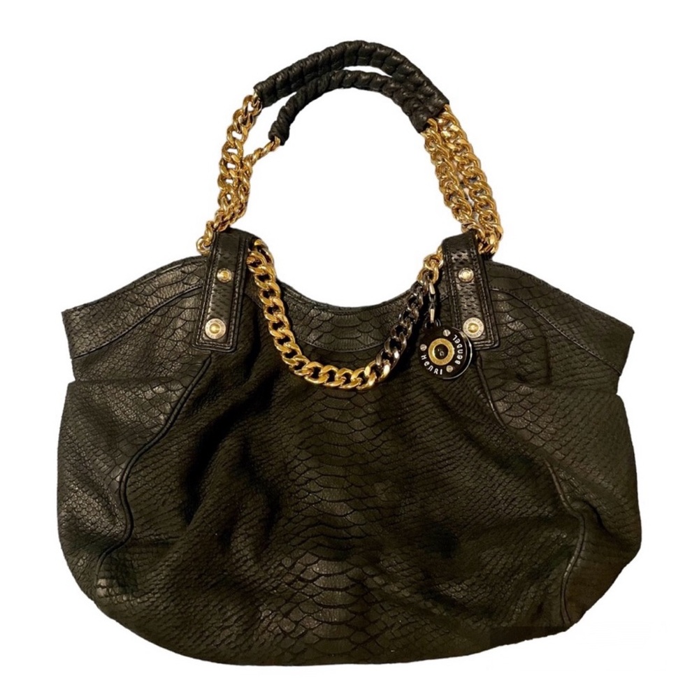 Henri Bendel Purse Milliner Shopper -black embossed leather